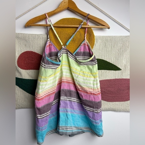 Mara Hoffman Tank Top Linen Blend Striped Size S Multicolor boho - Picture 2 of 8